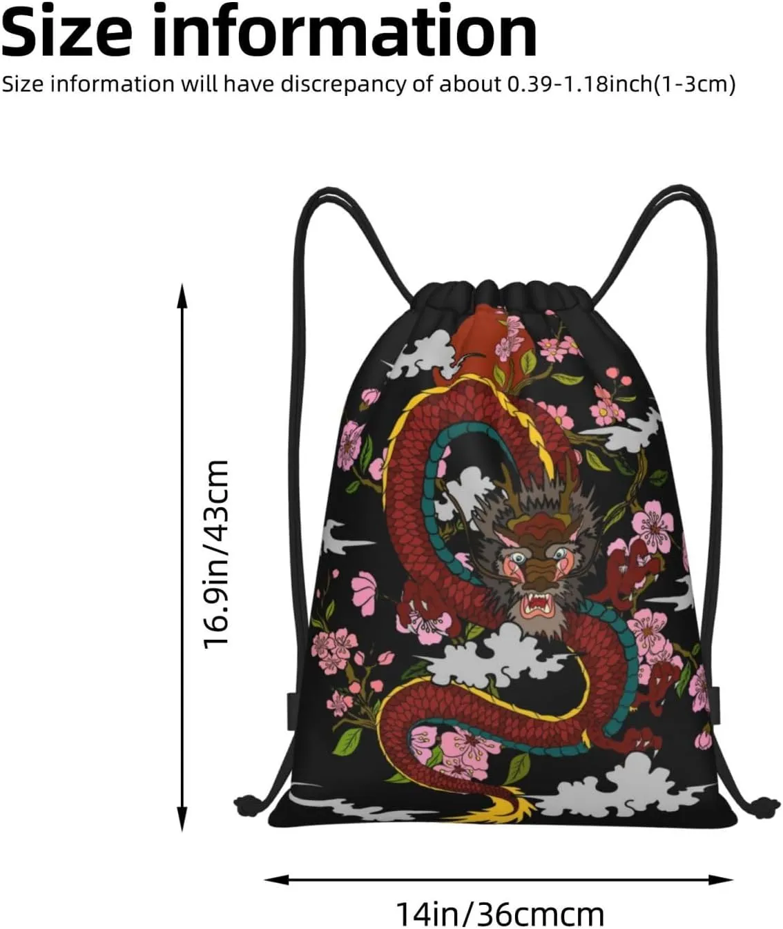 Cool Dragon Drawstring Bags Backpack Bag Casual String Daypack for Women Men Sport Gym Yoga Travel Backpacks