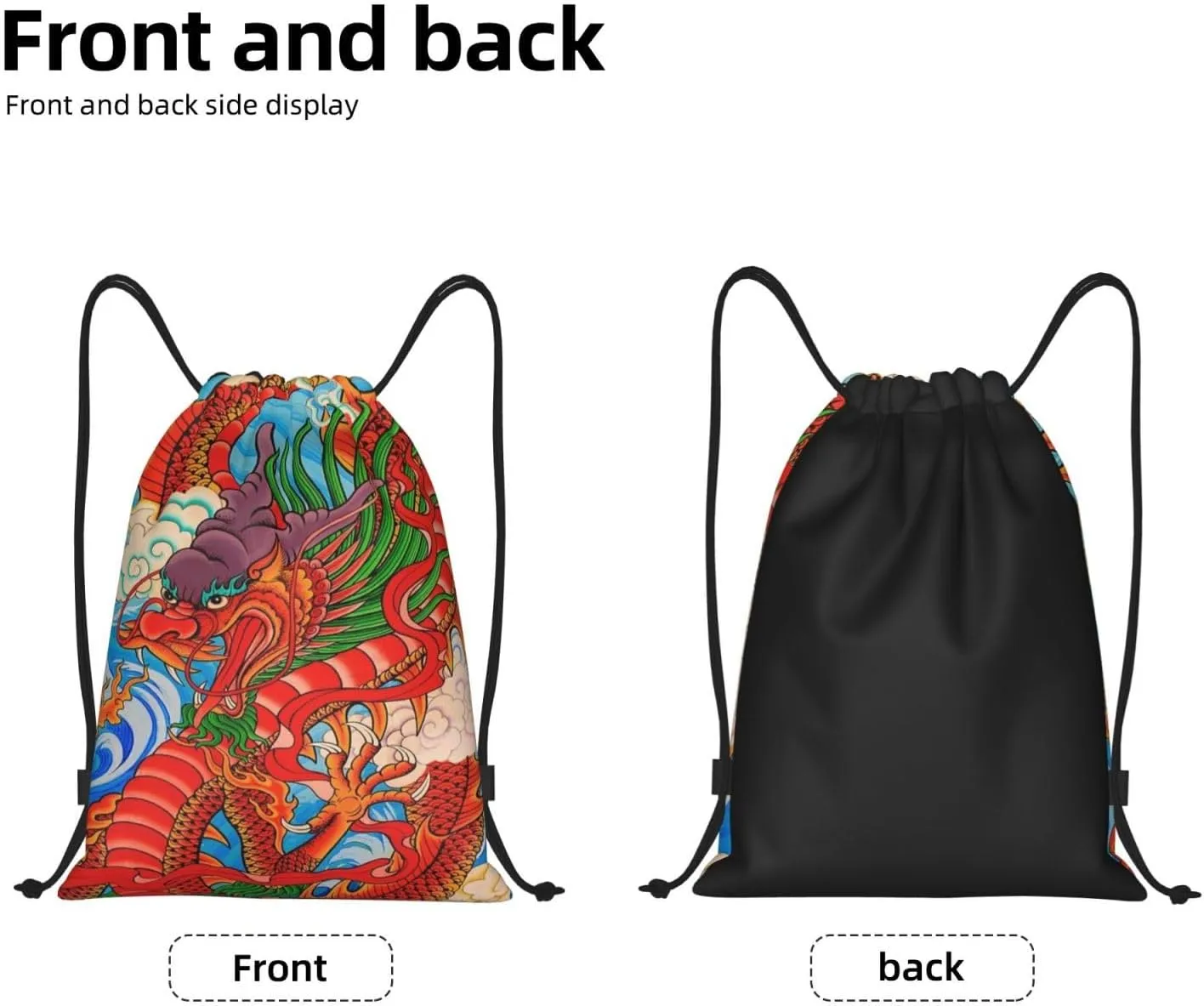 Cool Dragon Drawstring Bags Backpack Bag Casual String Daypack for Women Men Sport Gym Yoga Travel Backpacks