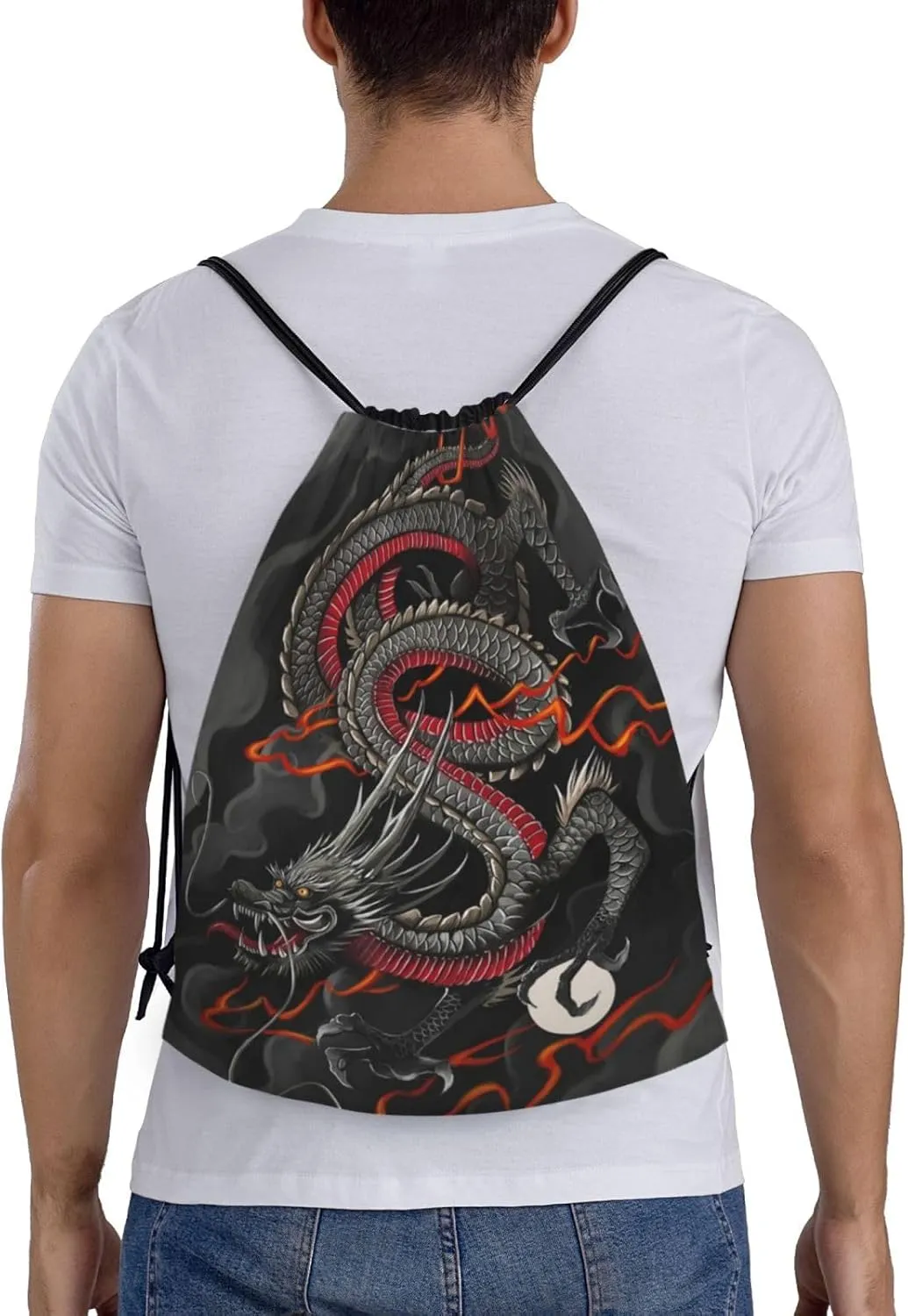 Cool Dragon Drawstring Bags Backpack Bag Casual String Daypack for Women Men Sport Gym Yoga Travel Backpacks