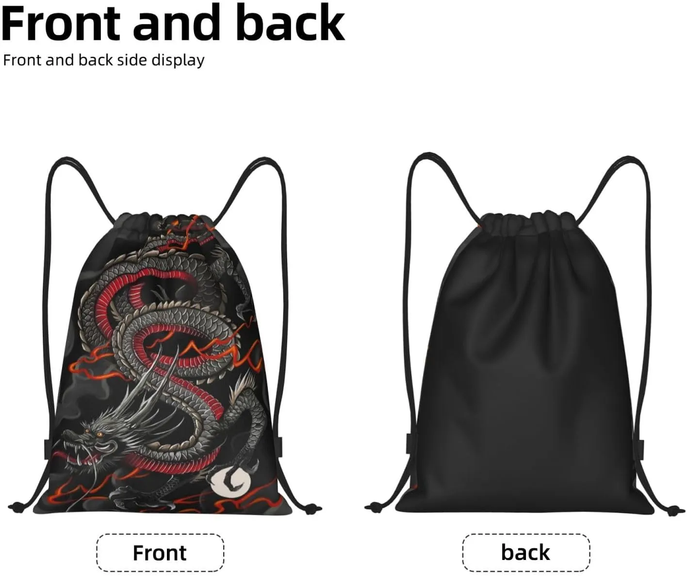 Cool Dragon Drawstring Bags Backpack Bag Casual String Daypack for Women Men Sport Gym Yoga Travel Backpacks