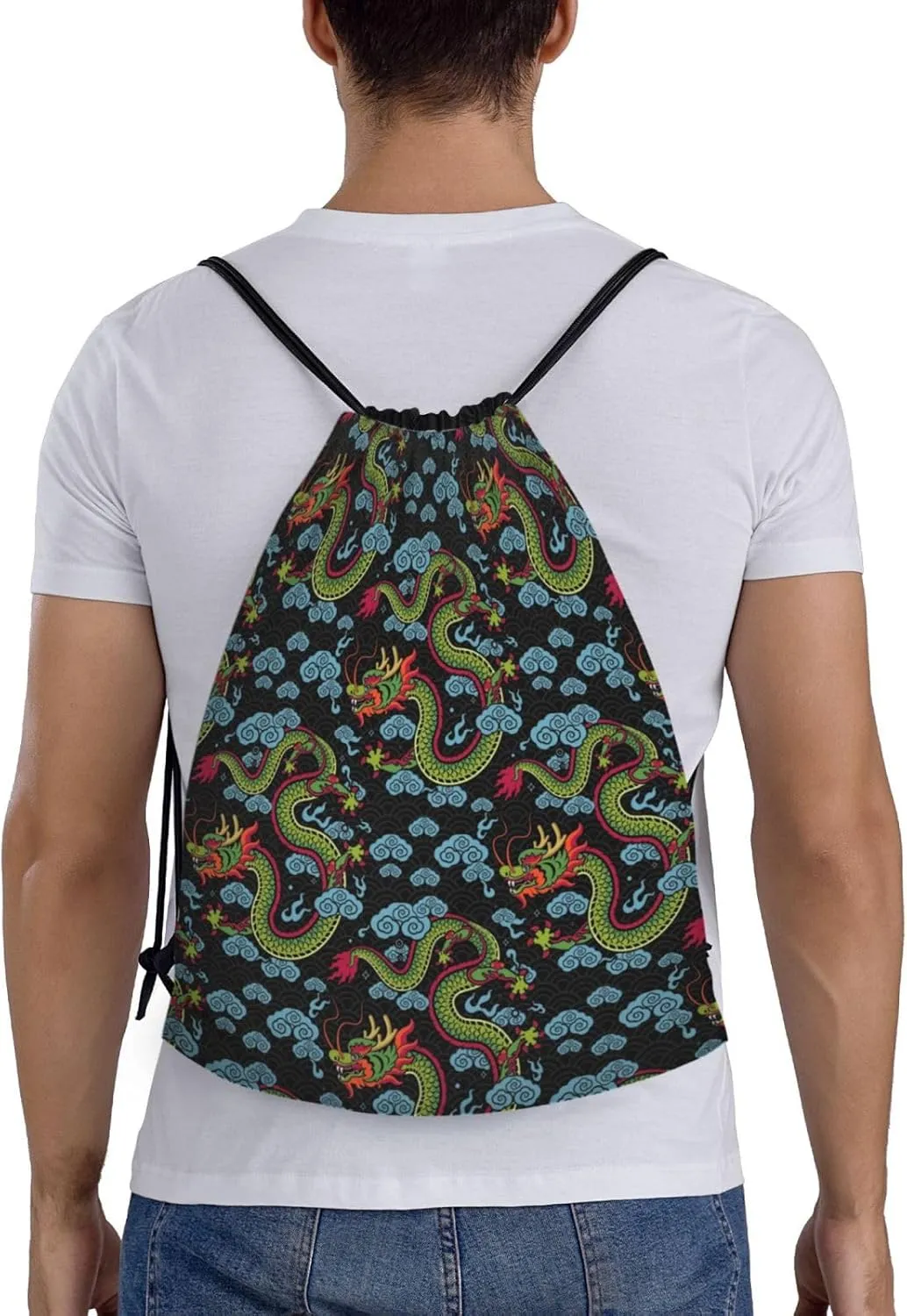 Cool Dragon Drawstring Bags Backpack Bag Casual String Daypack for Women Men Sport Gym Yoga Travel Backpacks