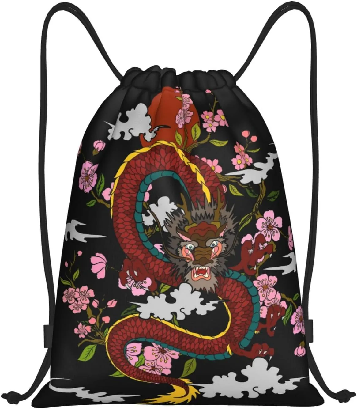 Cool Dragon Drawstring Bags Backpack Bag Casual String Daypack for Women Men Sport Gym Yoga Travel Backpacks