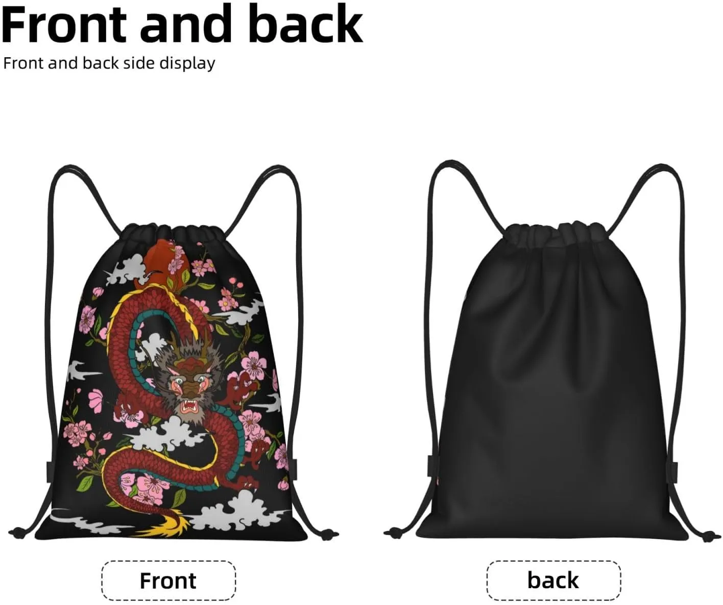 Cool Dragon Drawstring Bags Backpack Bag Casual String Daypack for Women Men Sport Gym Yoga Travel Backpacks