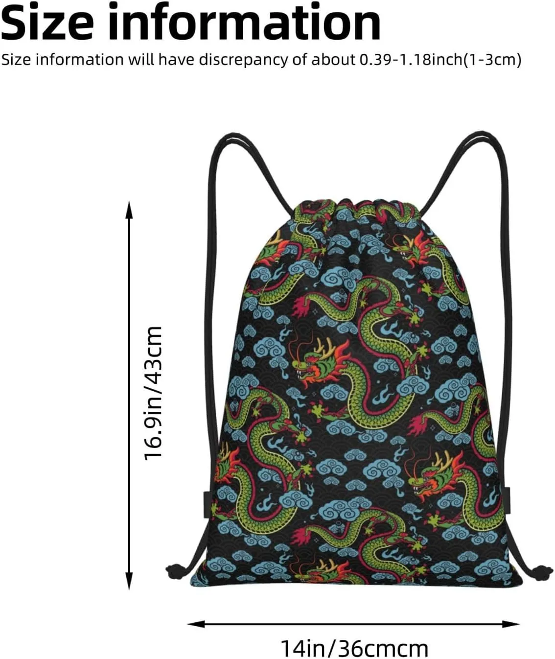 Cool Dragon Drawstring Bags Backpack Bag Casual String Daypack for Women Men Sport Gym Yoga Travel Backpacks