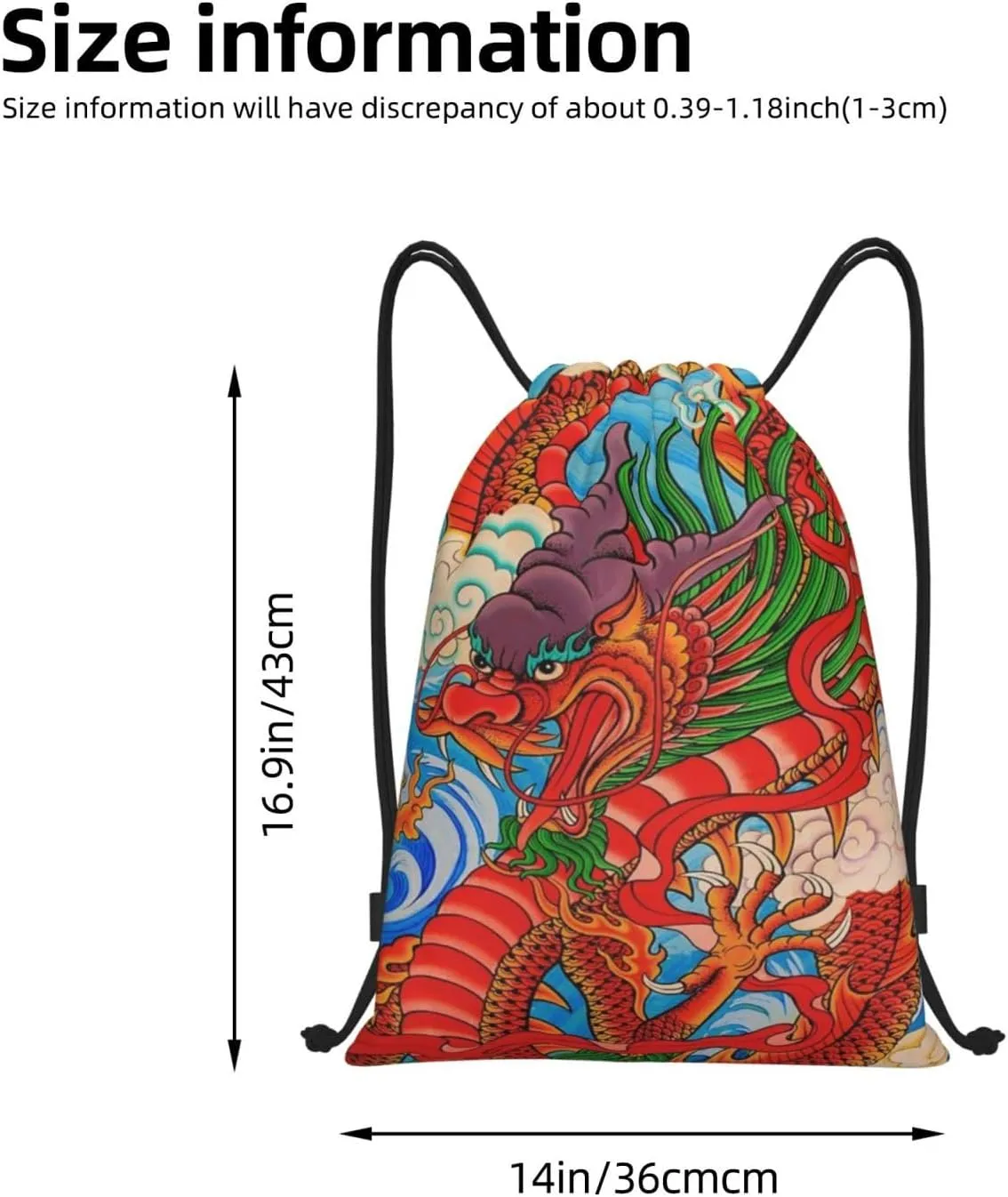 Cool Dragon Drawstring Bags Backpack Bag Casual String Daypack for Women Men Sport Gym Yoga Travel Backpacks