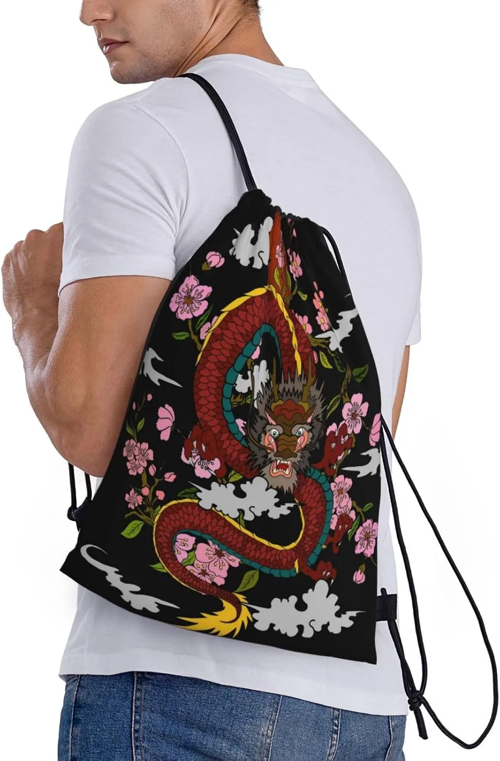 Cool Dragon Drawstring Bags Backpack Bag Casual String Daypack for Women Men Sport Gym Yoga Travel Backpacks