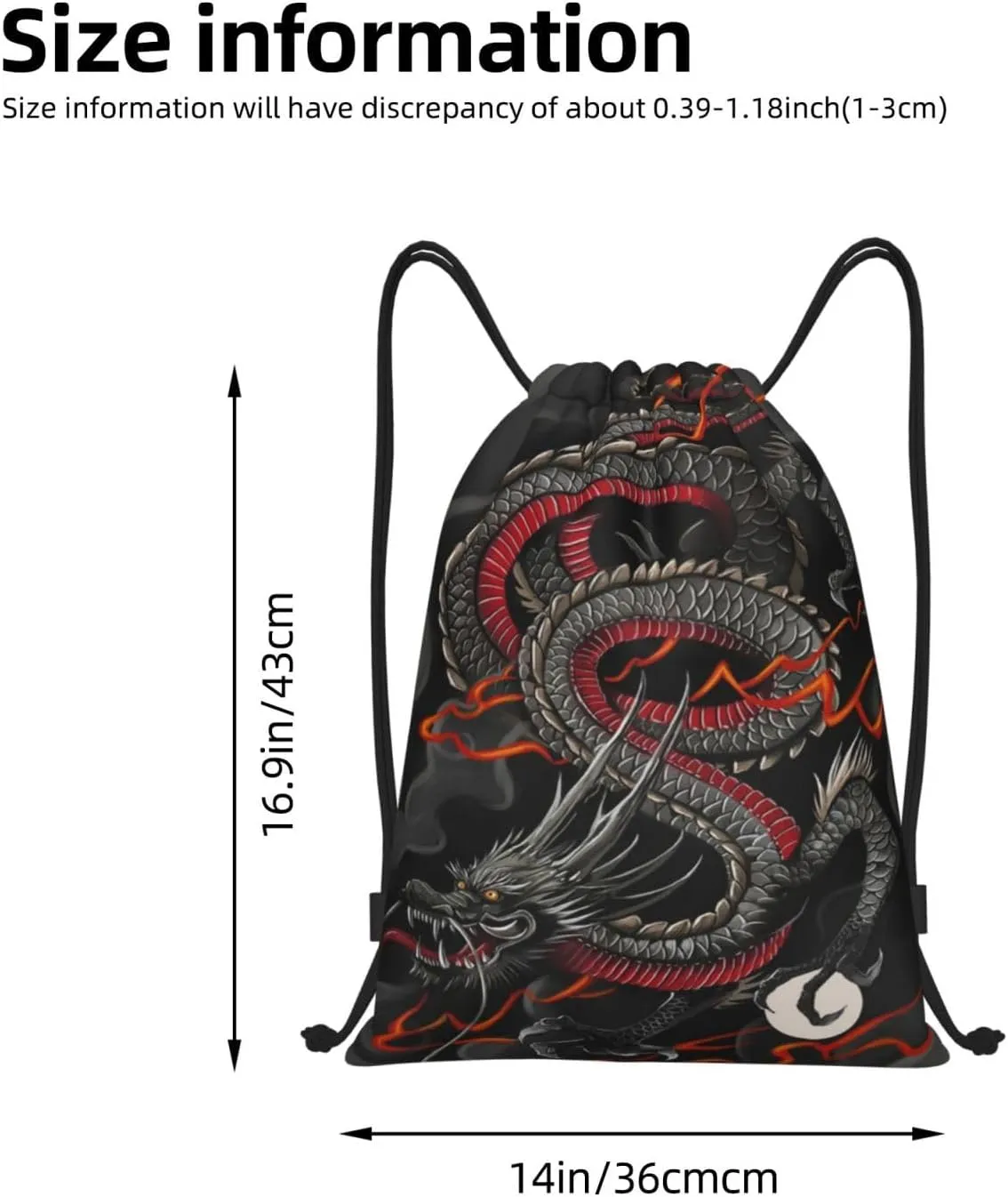 Cool Dragon Drawstring Bags Backpack Bag Casual String Daypack for Women Men Sport Gym Yoga Travel Backpacks