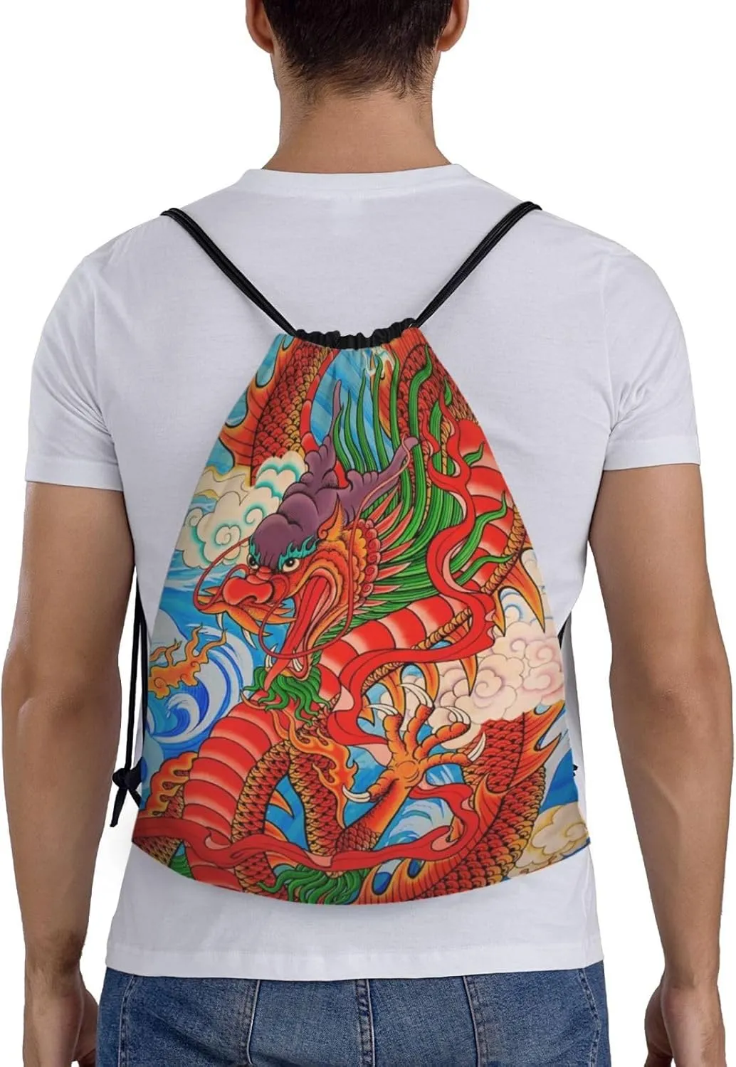 Cool Dragon Drawstring Bags Backpack Bag Casual String Daypack for Women Men Sport Gym Yoga Travel Backpacks