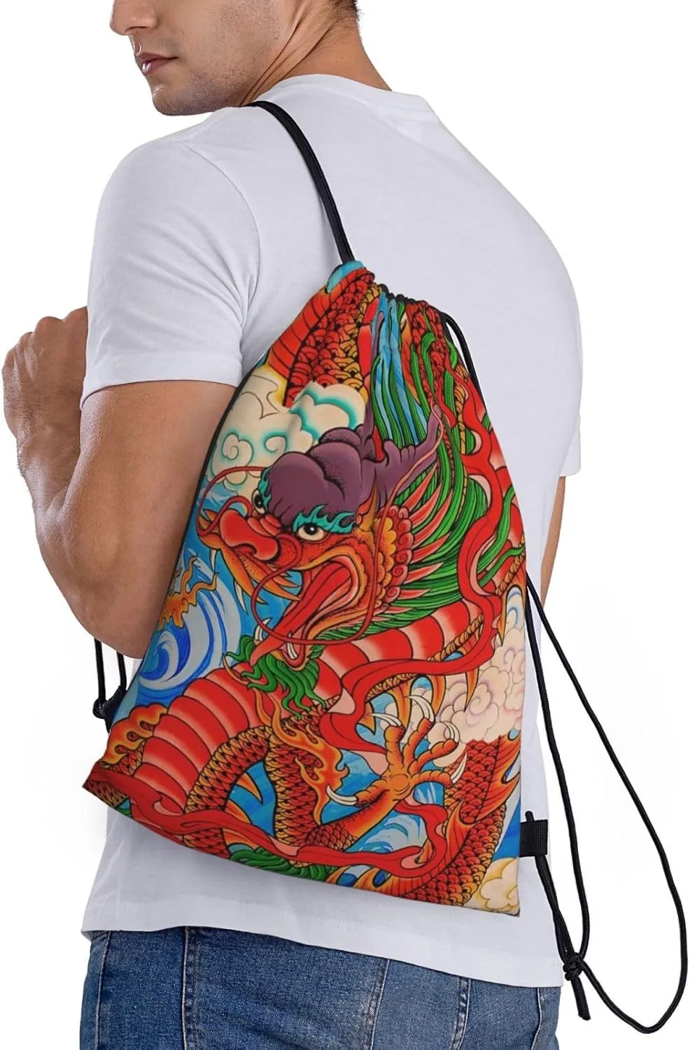 Cool Dragon Drawstring Bags Backpack Bag Casual String Daypack for Women Men Sport Gym Yoga Travel Backpacks