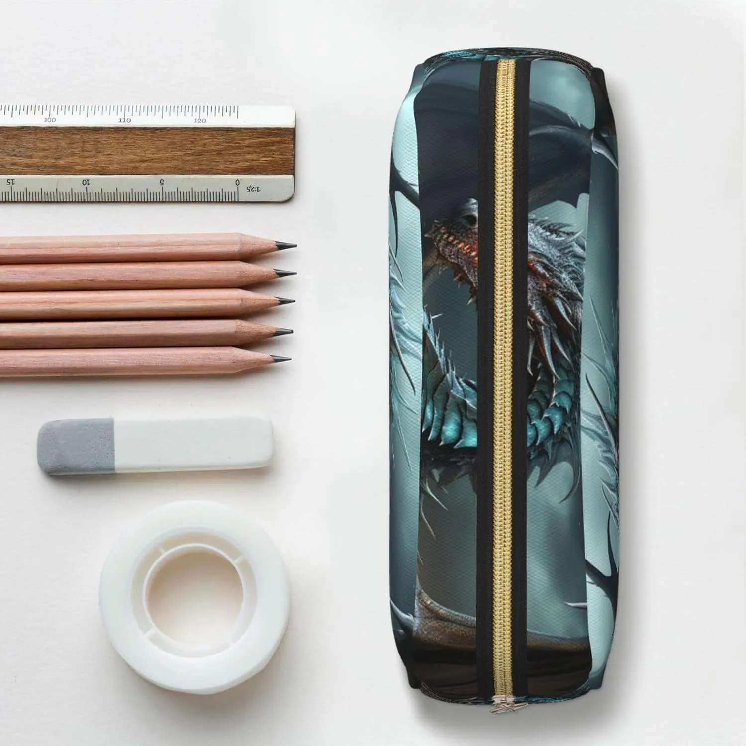 Cool Dragon Makeup Bag Travel Cosmetic Bag for Women Men Pencil Case Zipper Toiletry Bag Purse