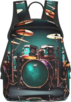 Cool Drum Set Print Lightweight Backpack, Travel Bookbag College Bag,Laptop Backpack For Men Women