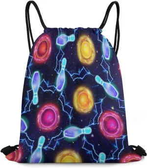 Cool Game Bowling Drawstring Backpack Sports Drawstring Bags Gym String Bag