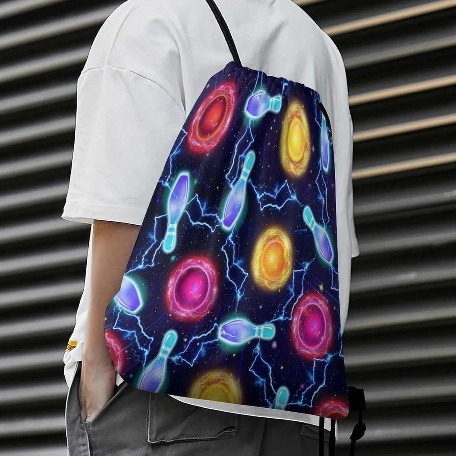 Cool Game Bowling Drawstring Backpack Sports Drawstring Bags Gym String Bag