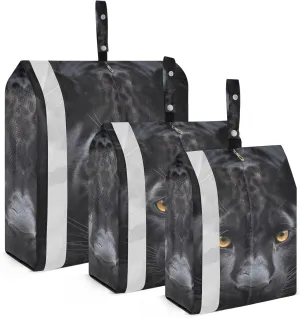 Cool Panther Black Leopard Packing Cubes Set of 3, Lightweight Travel Luggage Organizers Foldable Bags for Easy Packing and Organization