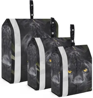Cool Panther Black Leopard Packing Cubes Set of 3, Lightweight Travel Luggage Organizers Foldable Bags for Easy Packing and Organization