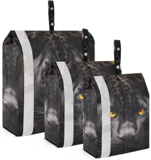 Cool Panther Black Leopard Packing Cubes Set of 3, Lightweight Travel Luggage Organizers Foldable Bags for Easy Packing and Organization
