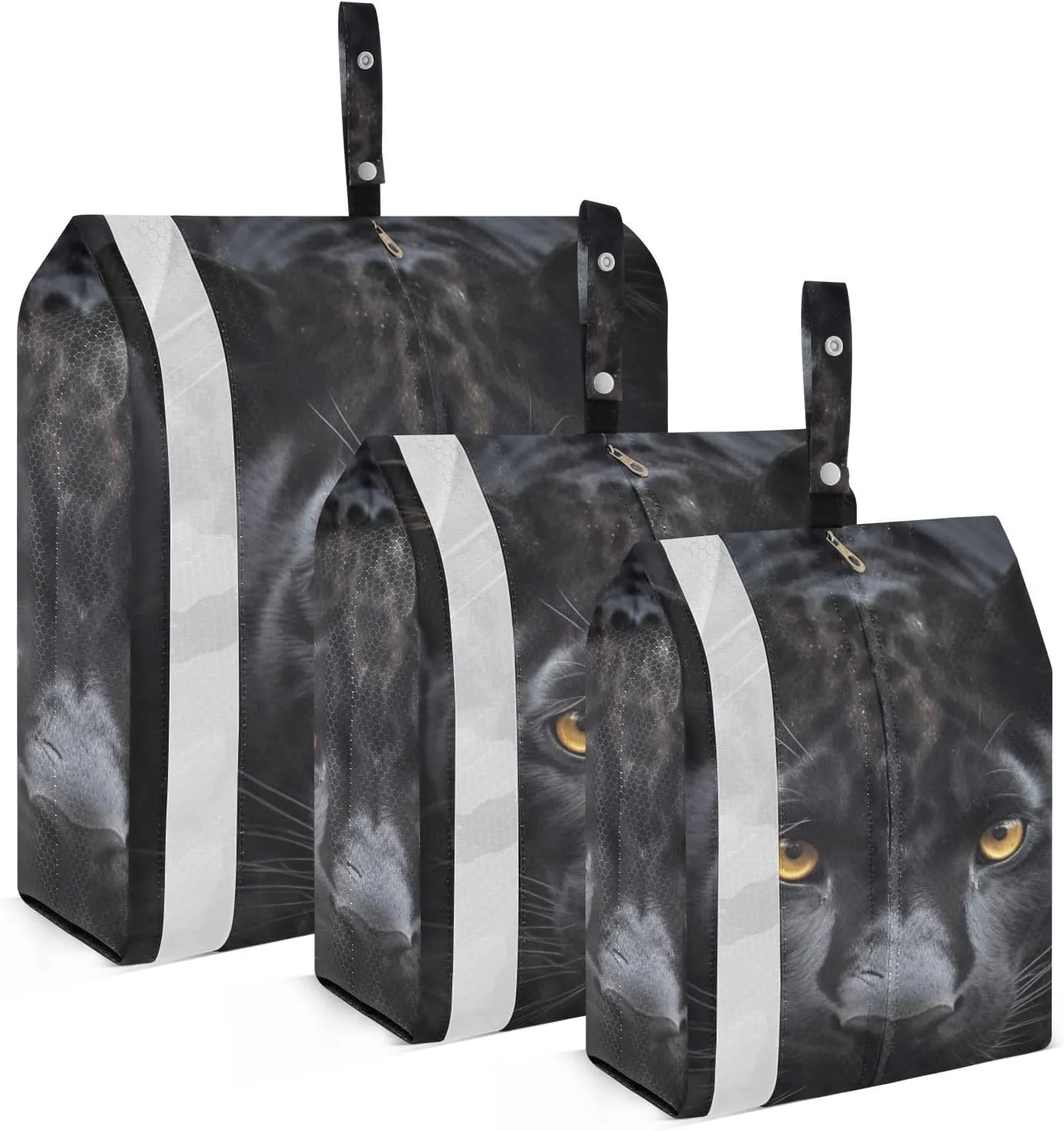 Cool Panther Black Leopard Packing Cubes Set of 3, Lightweight Travel Luggage Organizers Foldable Bags for Easy Packing and Organization