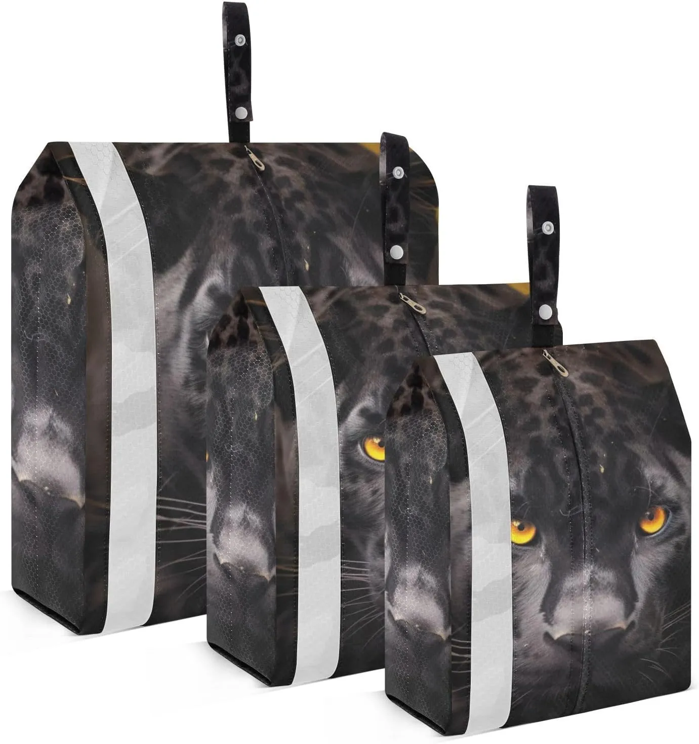 Cool Panther Black Leopard Packing Cubes Set of 3, Lightweight Travel Luggage Organizers Foldable Bags for Easy Packing and Organization
