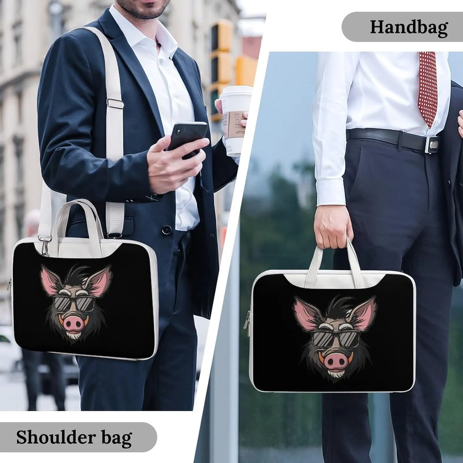 Cool Pigs Wild Boar with Glasses Pigs Laptop Tote Bag Waterproof Computer Carrying Case Business Office Briefcase