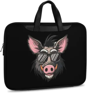 Cool Pigs Wild Boar with Glasses Pigs Laptop Tote Bag Waterproof Computer Carrying Case Business Office Briefcase