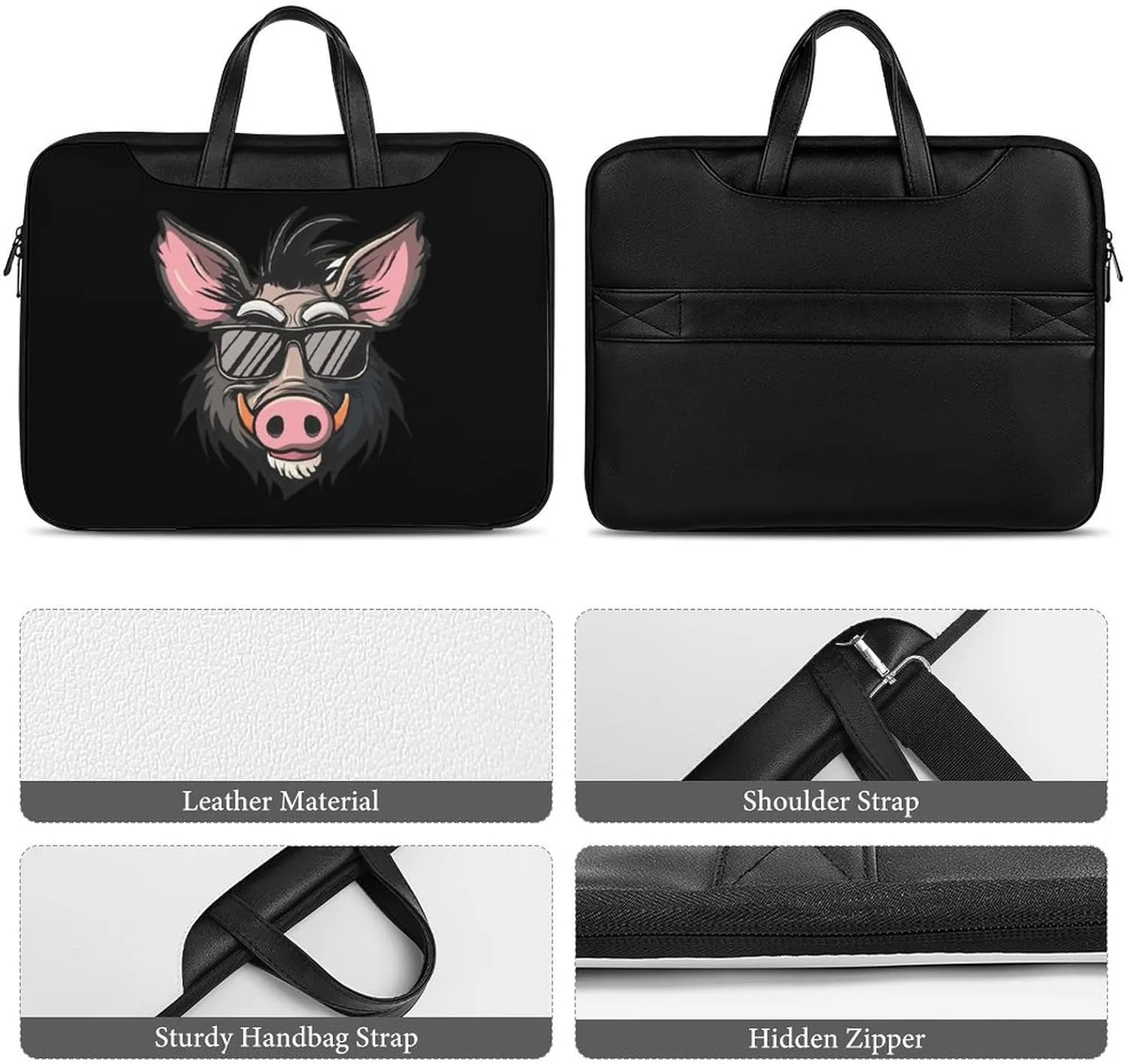 Cool Pigs Wild Boar with Glasses Pigs Laptop Tote Bag Waterproof Computer Carrying Case Business Office Briefcase