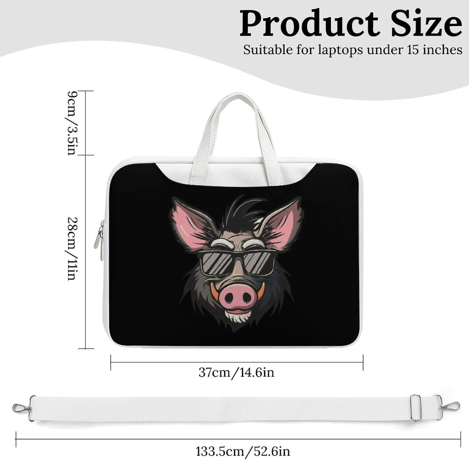 Cool Pigs Wild Boar with Glasses Pigs Laptop Tote Bag Waterproof Computer Carrying Case Business Office Briefcase