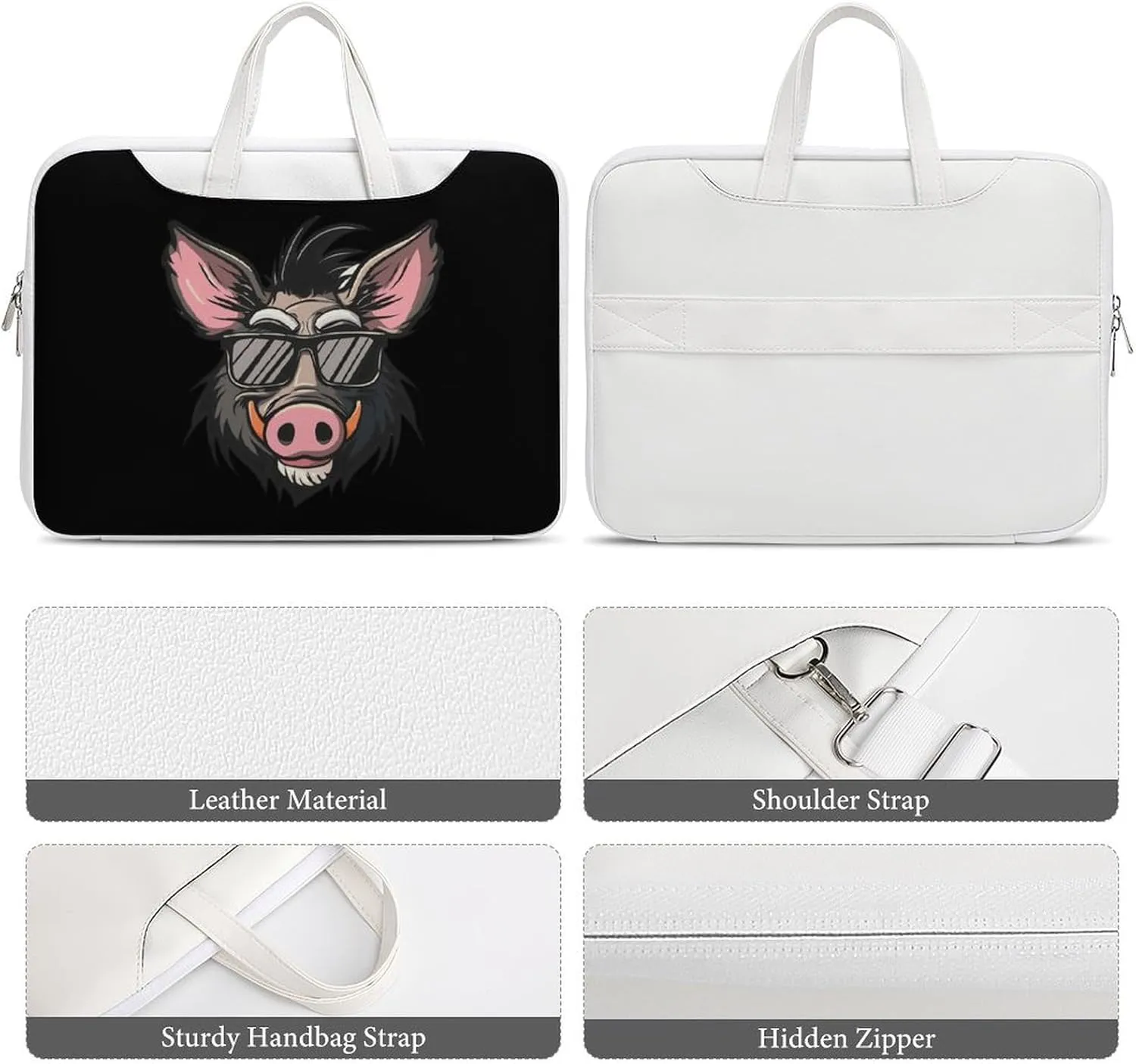 Cool Pigs Wild Boar with Glasses Pigs Laptop Tote Bag Waterproof Computer Carrying Case Business Office Briefcase