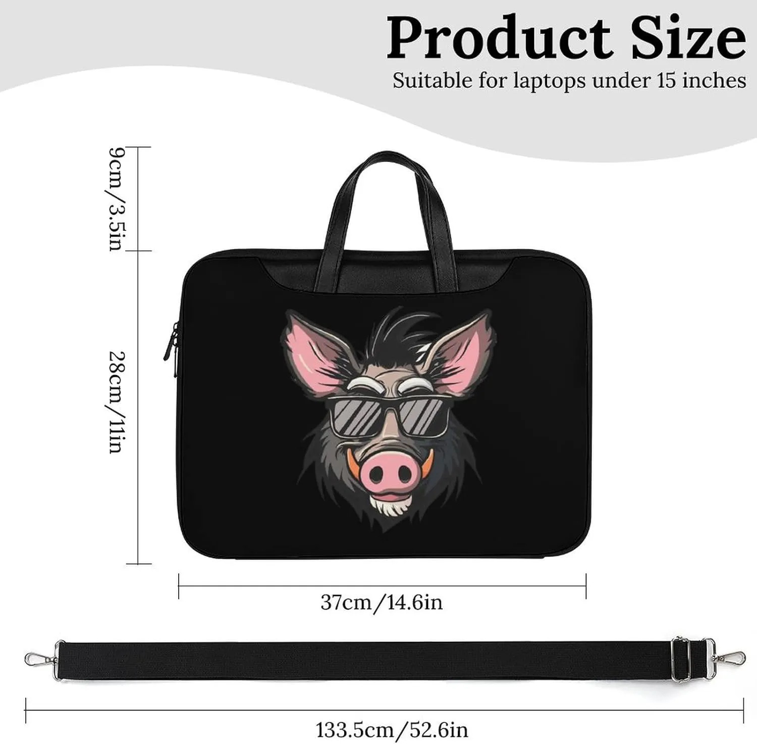 Cool Pigs Wild Boar with Glasses Pigs Laptop Tote Bag Waterproof Computer Carrying Case Business Office Briefcase