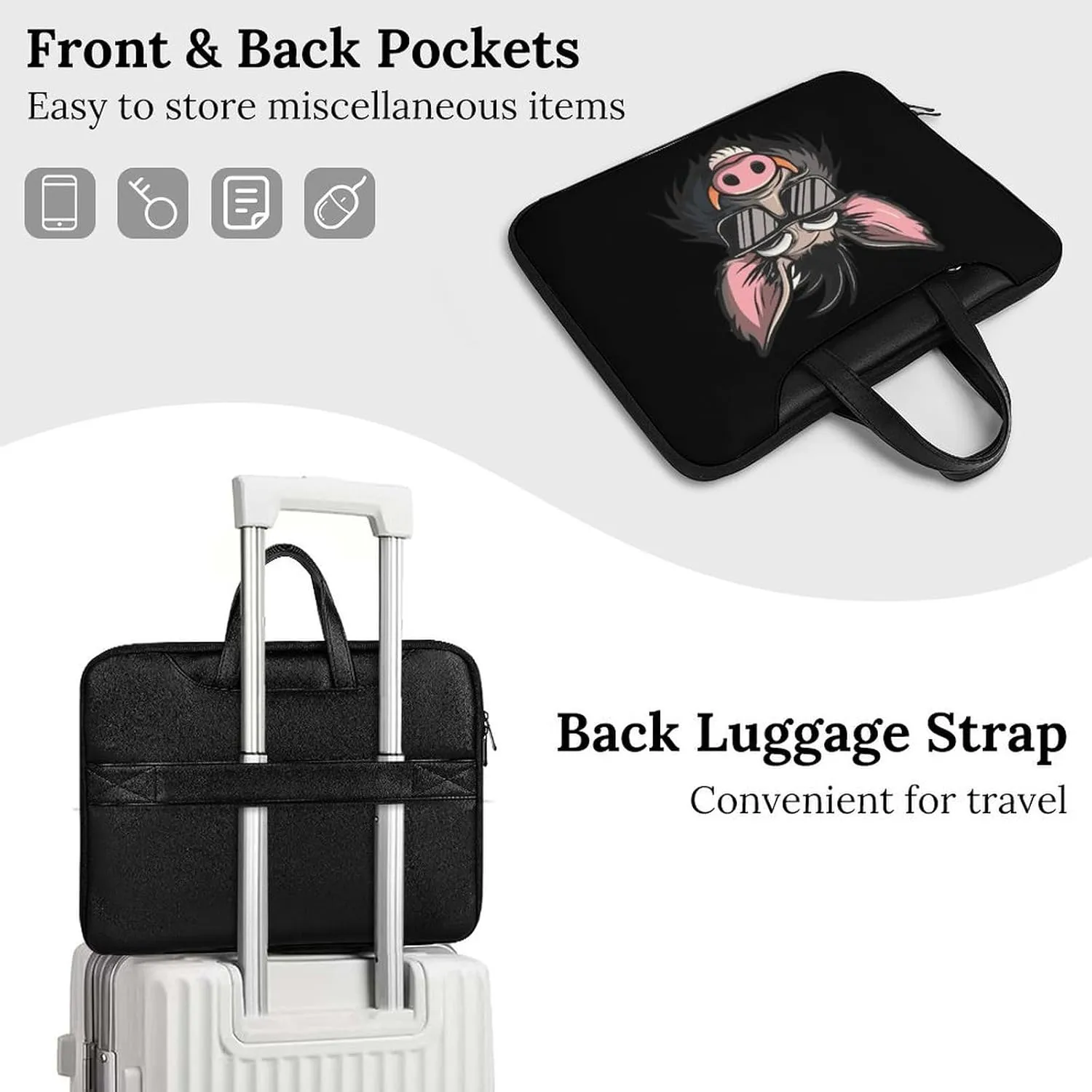Cool Pigs Wild Boar with Glasses Pigs Laptop Tote Bag Waterproof Computer Carrying Case Business Office Briefcase