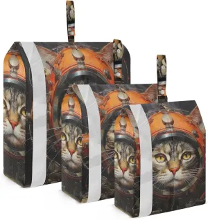 Cool Pilot Cat Packing Cubes Set of 3, Lightweight Travel Luggage Organizers Foldable Bags for Easy Packing and Organization