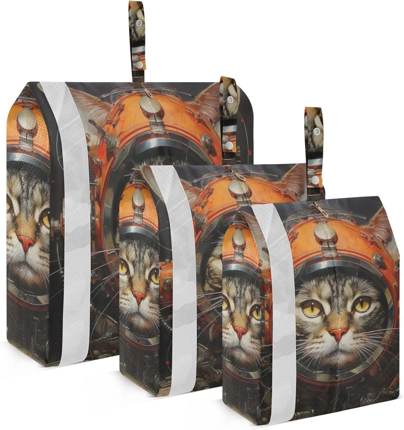 Cool Pilot Cat Packing Cubes Set of 3, Lightweight Travel Luggage Organizers Foldable Bags for Easy Packing and Organization