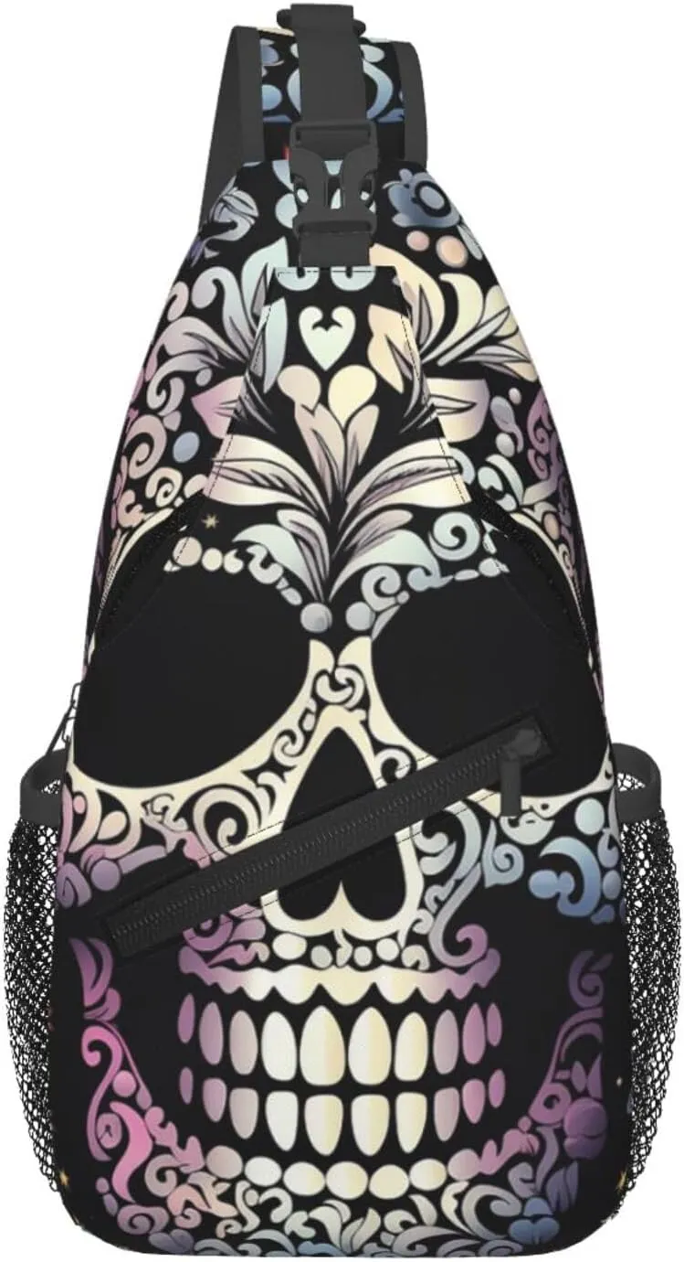 Cool Skull Cross Chest Bag Diagonally Sling Backpack Outdoor Travel Cycling Bag for Men Women