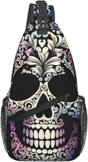 Cool Skull Cross Chest Bag Diagonally Sling Backpack Outdoor Travel Cycling Bag for Men Women
