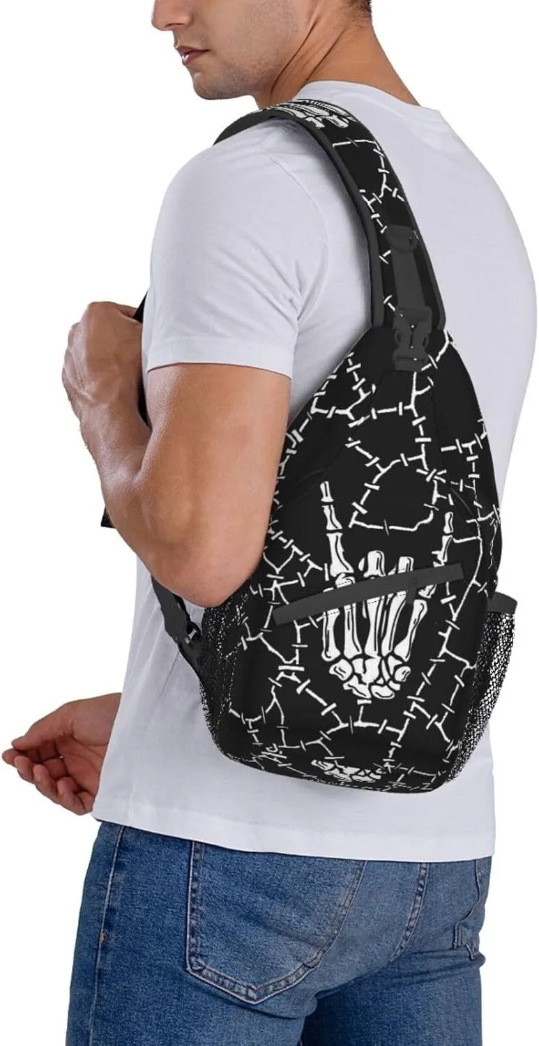 Cool Skull Unisex Chest Bags Crossbody Sling Backpack Travel Hiking Daypack Crossbody Bag For Men