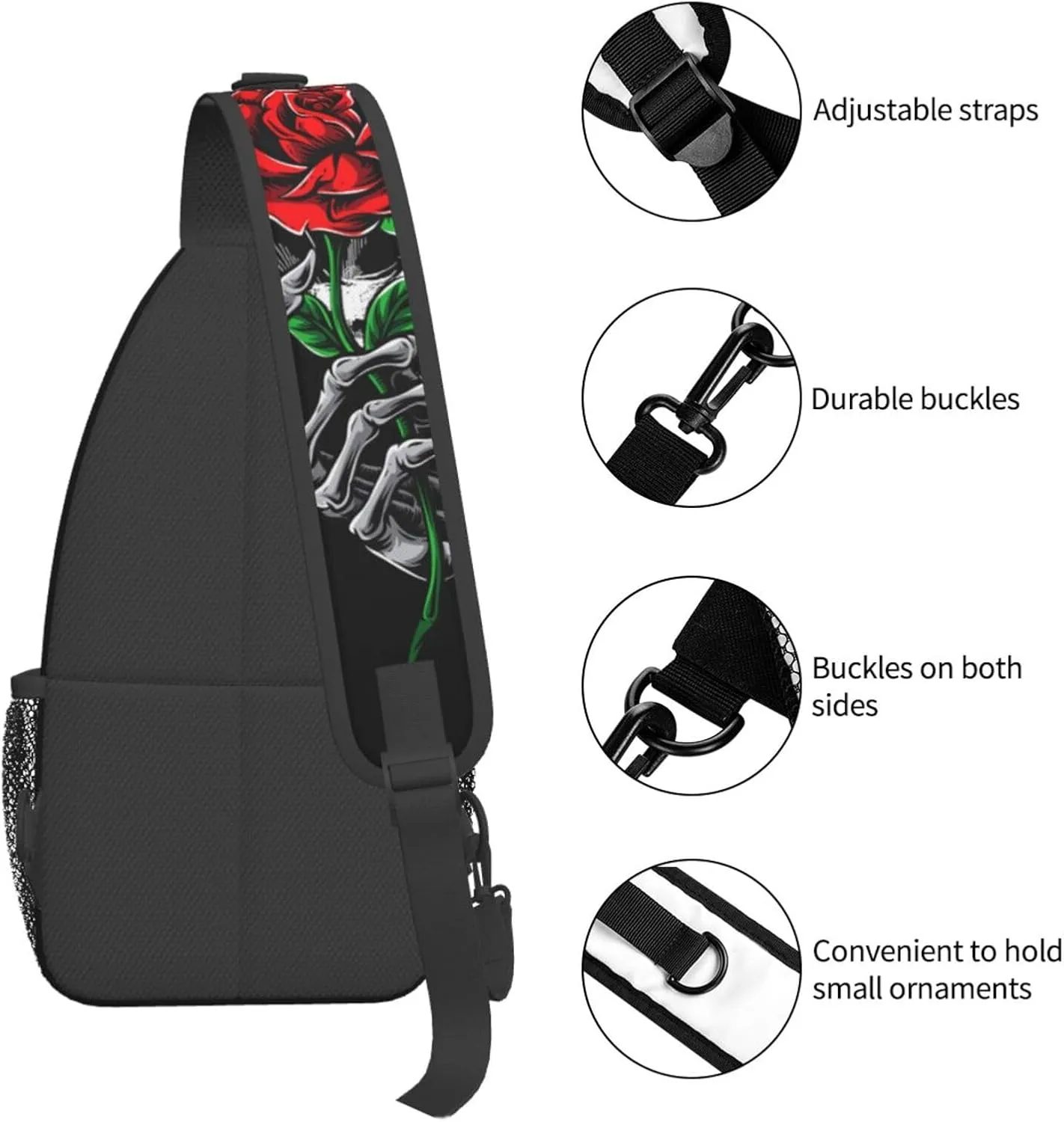 Cool Skull Unisex Chest Bags Crossbody Sling Backpack Travel Hiking Daypack Crossbody Bag For Men
