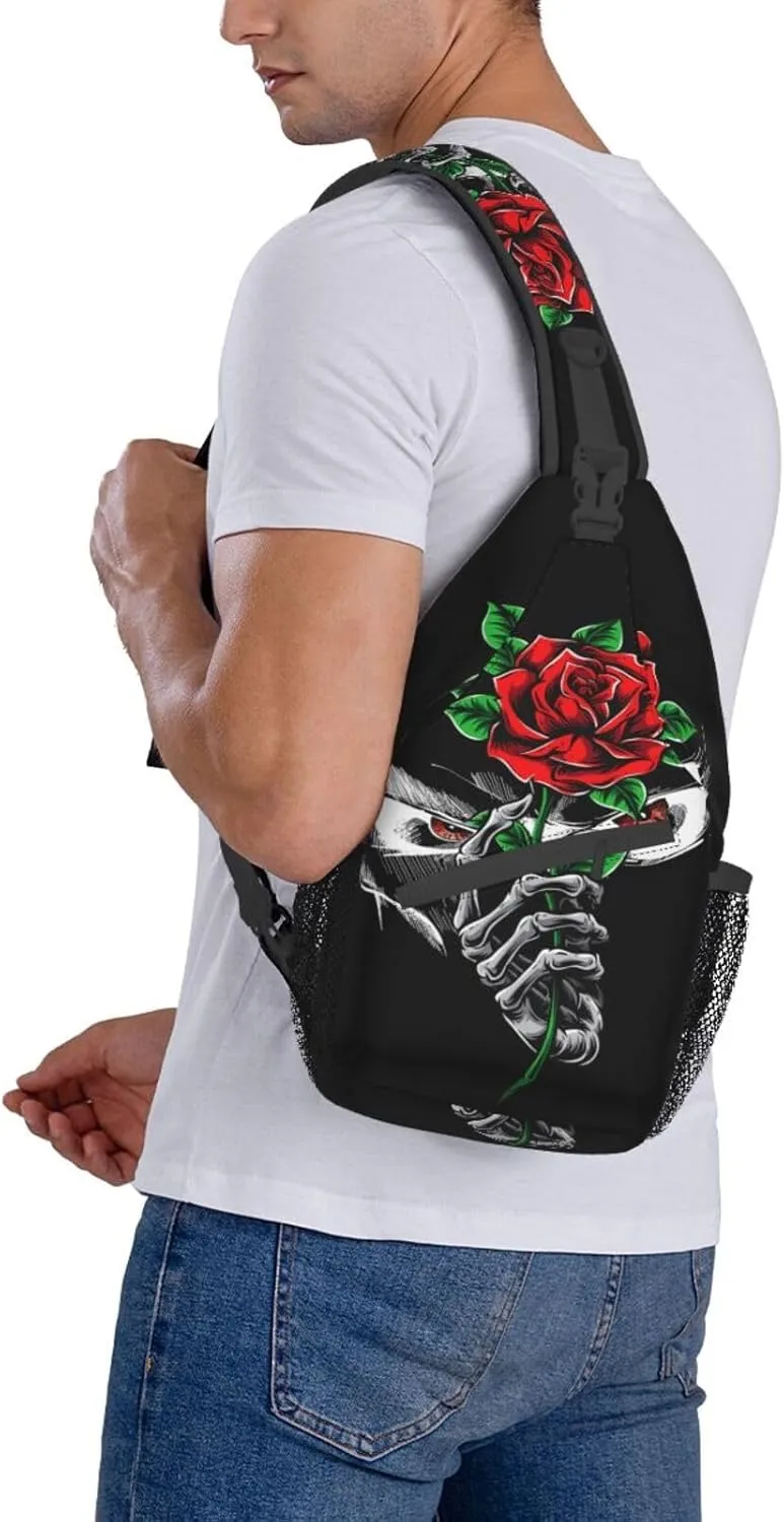 Cool Skull Unisex Chest Bags Crossbody Sling Backpack Travel Hiking Daypack Crossbody Bag For Men