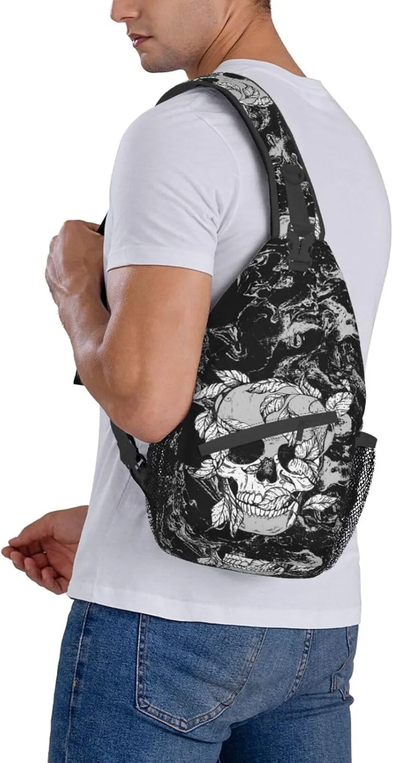 Cool Skull Unisex Chest Bags Crossbody Sling Backpack Travel Hiking Daypack Crossbody Bag For Men