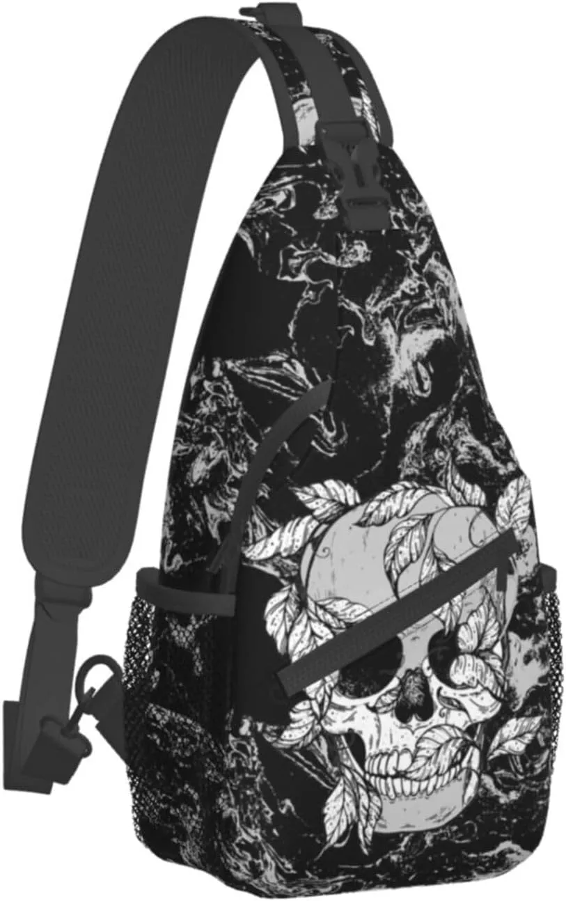 Cool Skull Unisex Chest Bags Crossbody Sling Backpack Travel Hiking Daypack Crossbody Bag For Men