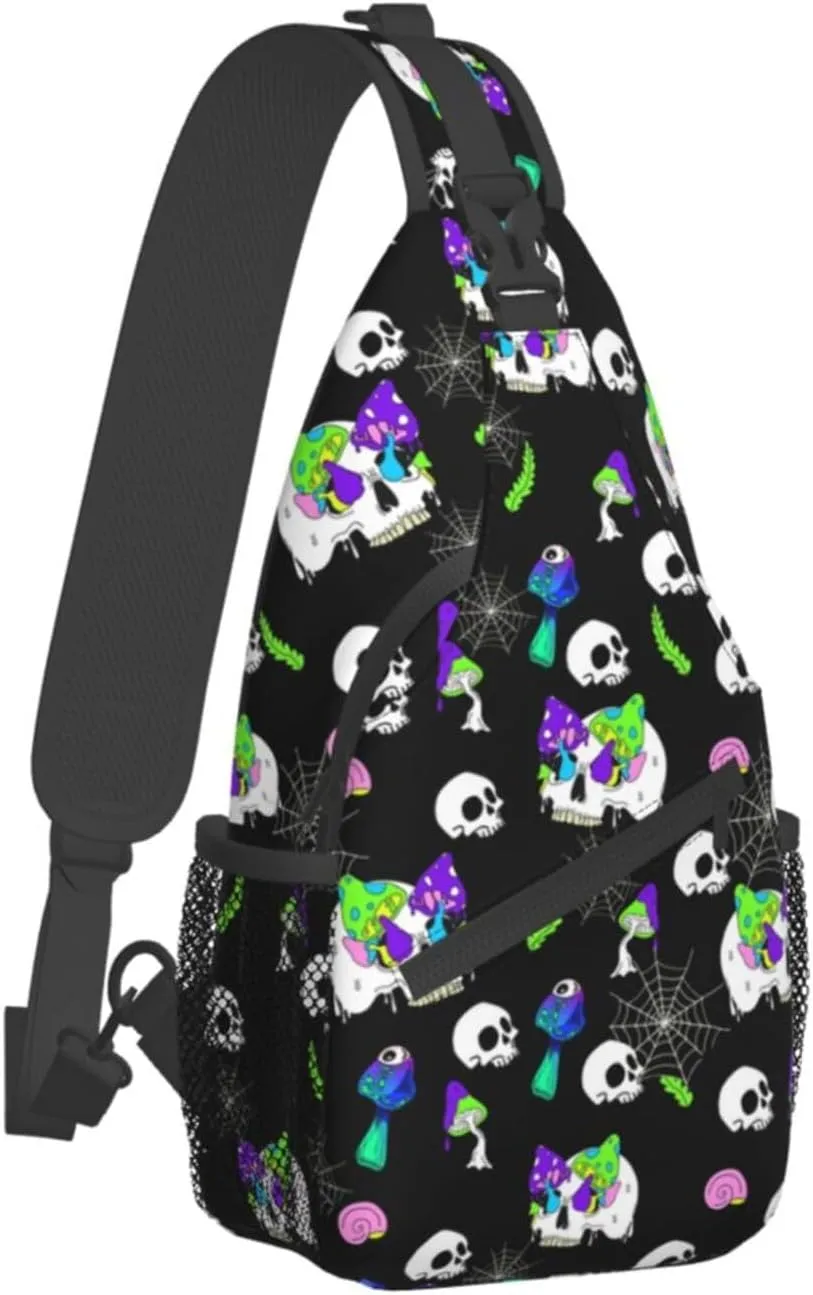 Cool Skull Unisex Chest Bags Crossbody Sling Backpack Travel Hiking Daypack Crossbody Bag For Men