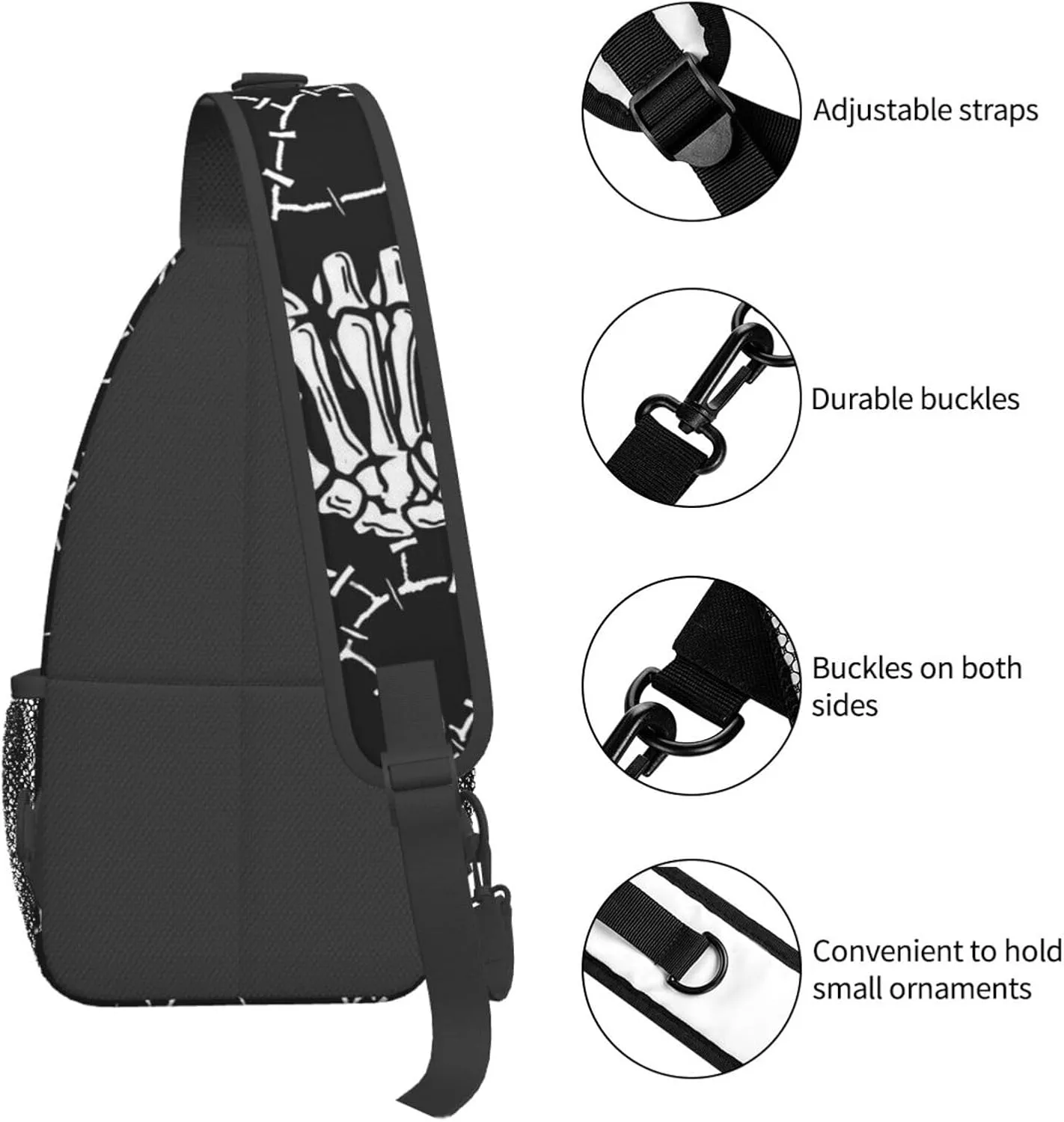 Cool Skull Unisex Chest Bags Crossbody Sling Backpack Travel Hiking Daypack Crossbody Bag For Men