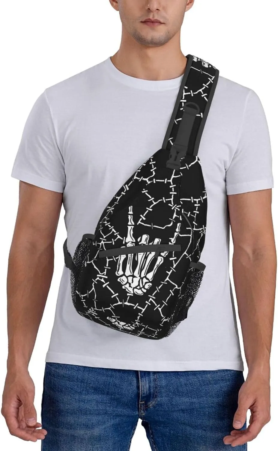 Cool Skull Unisex Chest Bags Crossbody Sling Backpack Travel Hiking Daypack Crossbody Bag For Men