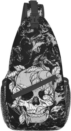 Cool Skull Unisex Chest Bags Crossbody Sling Backpack Travel Hiking Daypack Crossbody Bag For Men