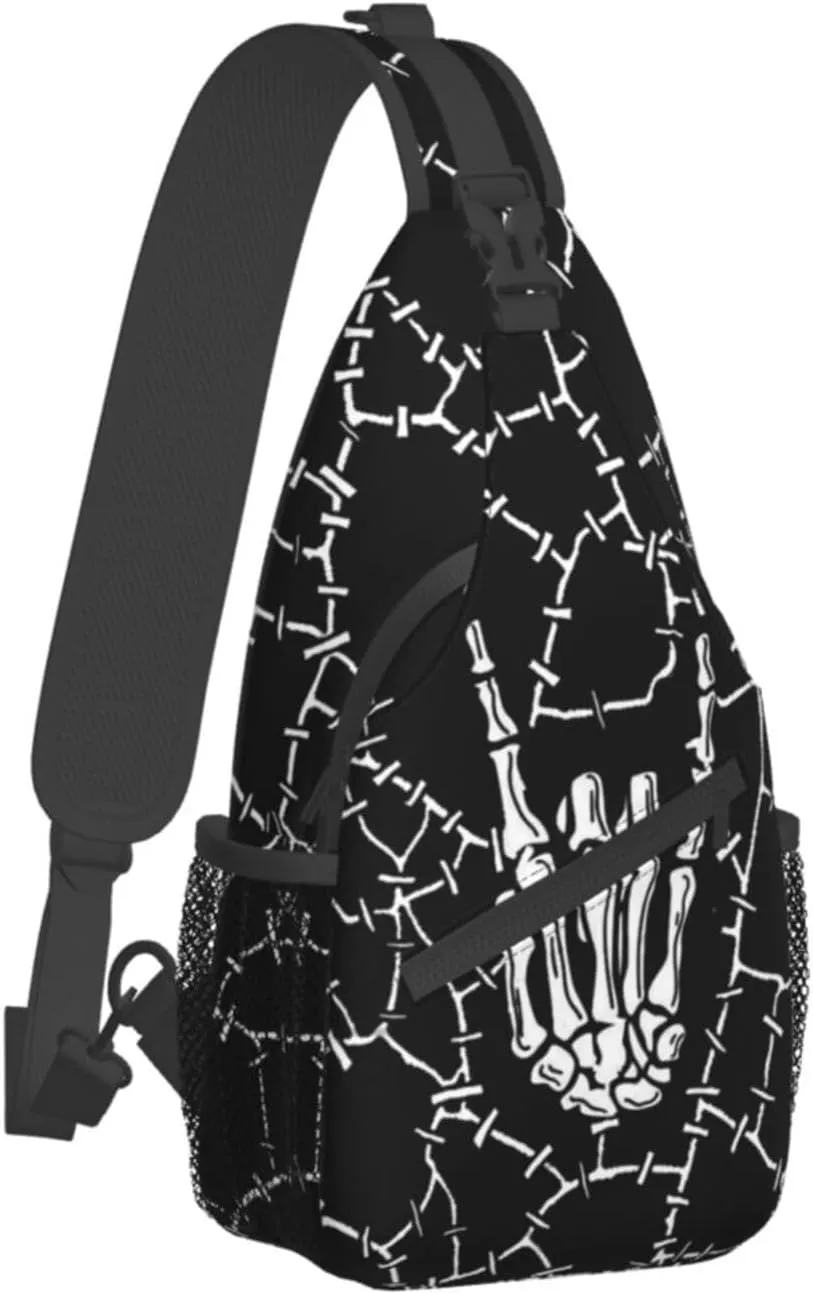 Cool Skull Unisex Chest Bags Crossbody Sling Backpack Travel Hiking Daypack Crossbody Bag For Men