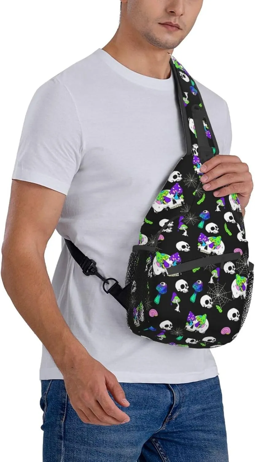 Cool Skull Unisex Chest Bags Crossbody Sling Backpack Travel Hiking Daypack Crossbody Bag For Men