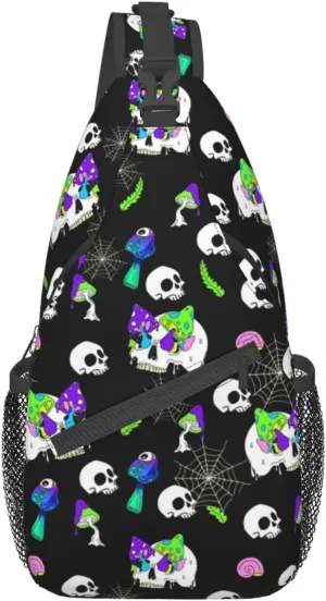 Cool Skull Unisex Chest Bags Crossbody Sling Backpack Travel Hiking Daypack Crossbody Bag For Men