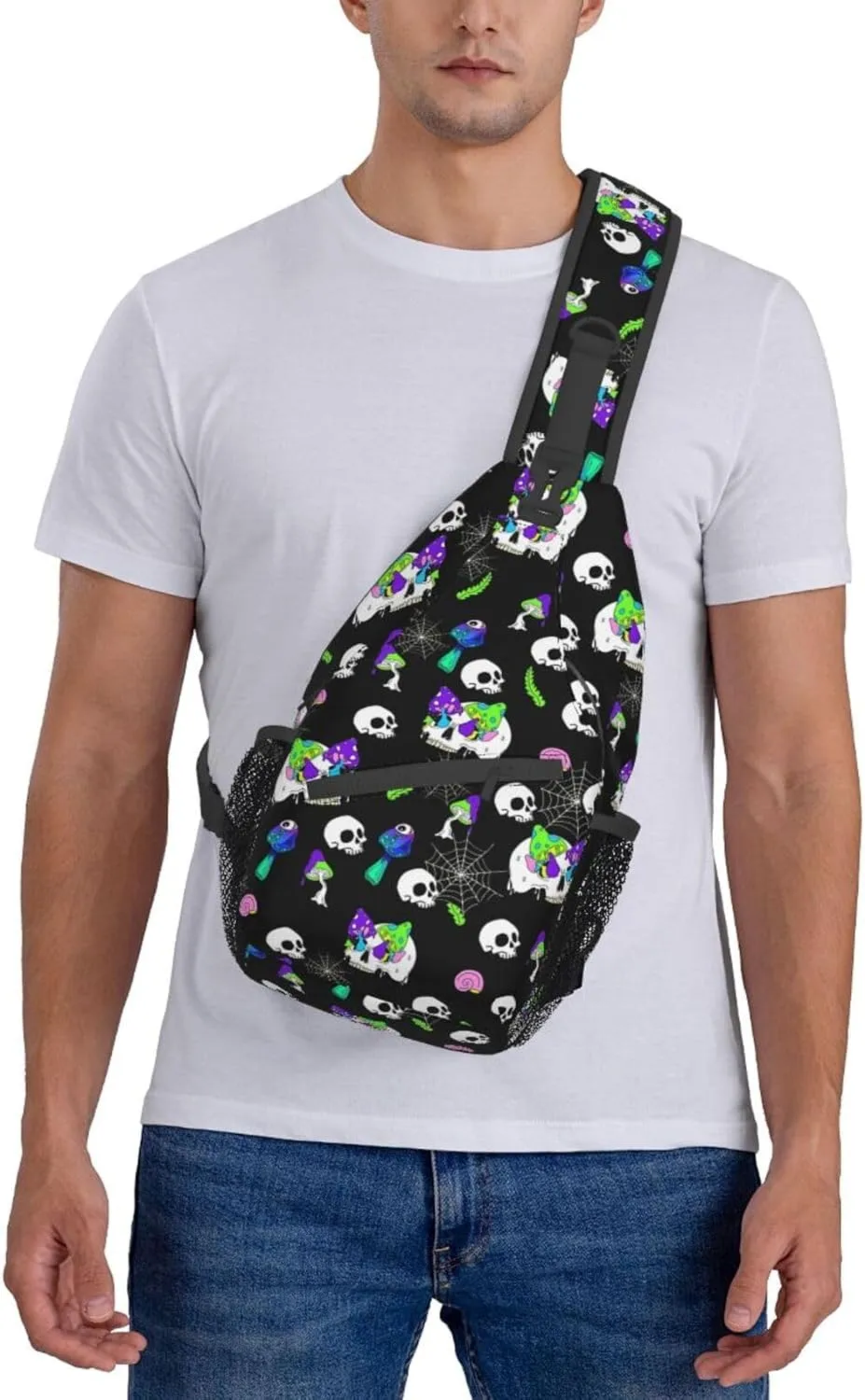 Cool Skull Unisex Chest Bags Crossbody Sling Backpack Travel Hiking Daypack Crossbody Bag For Men