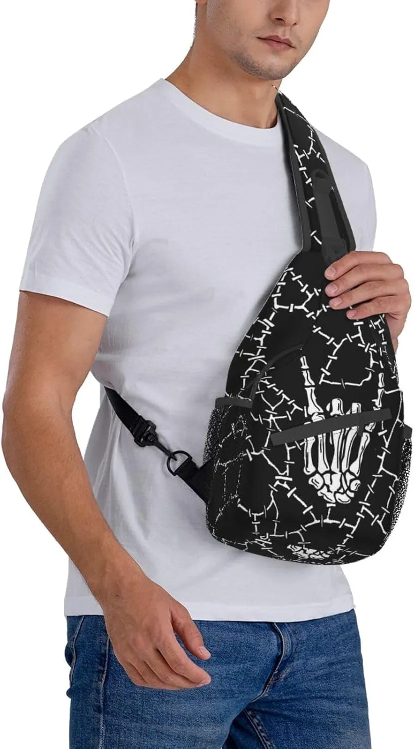 Cool Skull Unisex Chest Bags Crossbody Sling Backpack Travel Hiking Daypack Crossbody Bag For Men