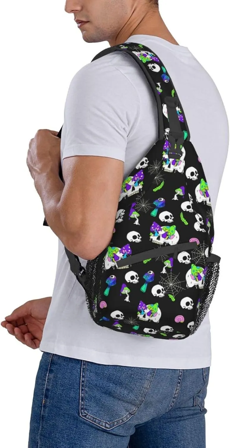 Cool Skull Unisex Chest Bags Crossbody Sling Backpack Travel Hiking Daypack Crossbody Bag For Men
