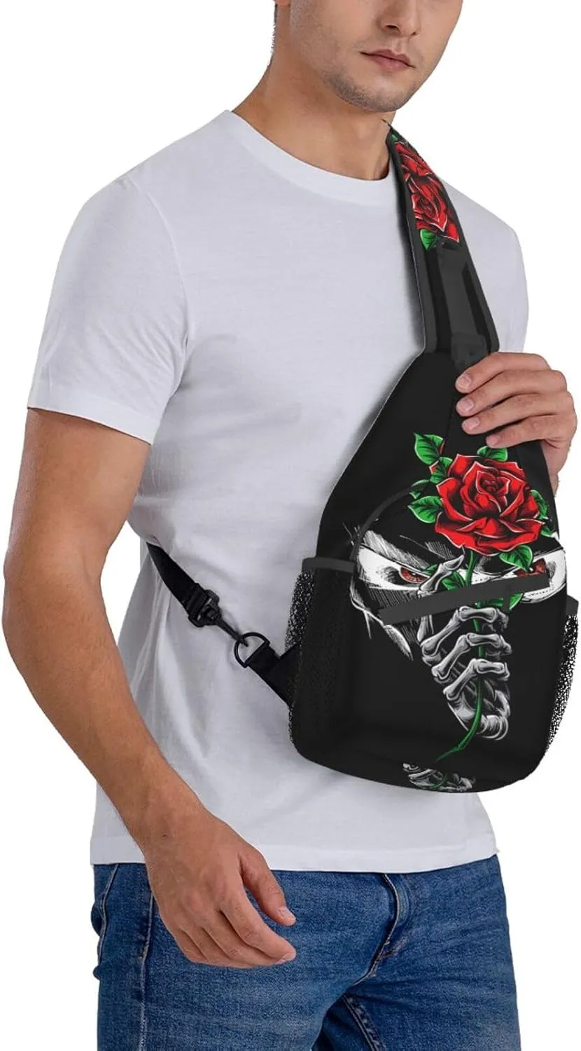 Cool Skull Unisex Chest Bags Crossbody Sling Backpack Travel Hiking Daypack Crossbody Bag For Men
