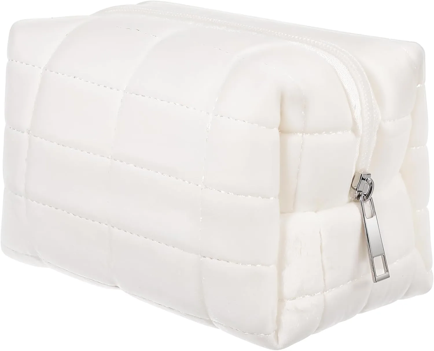 Cosmetic Bag for Purse, White Travel Makeup Bag Small Toiletry Bag Small Aesthetic Girls Car Essentials Storage Organizer for Women Ladies Y2k Checkered Zipper Make up Bags